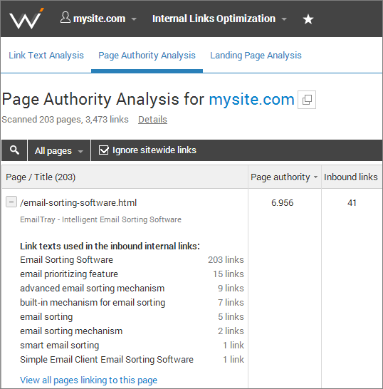 optimize your internal link structure with WebCEO Online