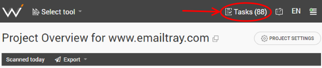 Open the list of your SEO tasks by clicking on Tasks.